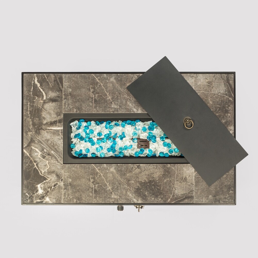 Outdoor Rectangle Propane Fire Pit Table with Ceramic Tabletop