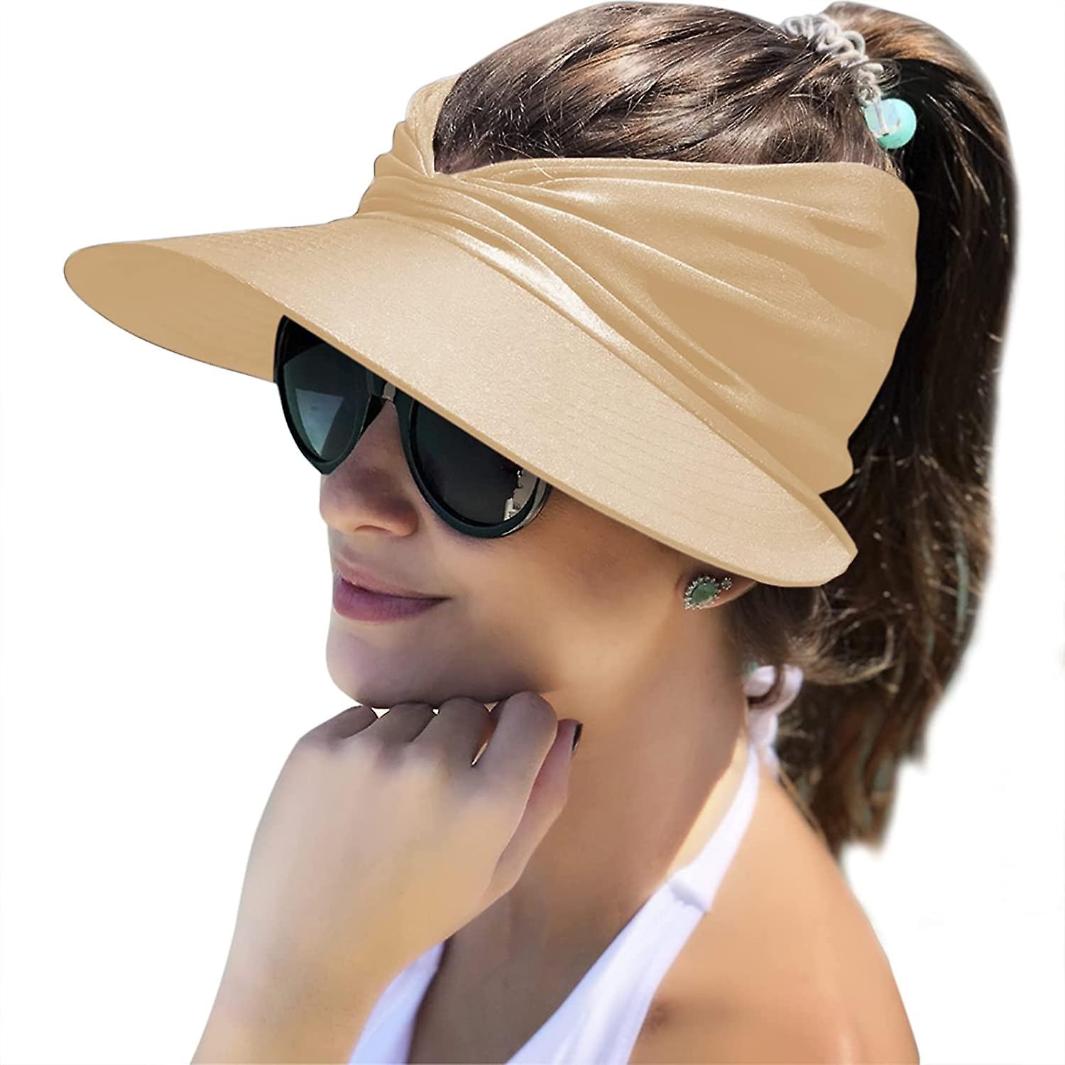 Womens Sun Visor Hat Wide Brim Summer Upf 50+ Uv Protection Beach Sport Cap