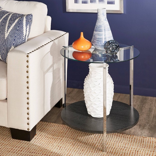 Humberto Chrome Finish End Table With Glass Top Chrome Inspire Q