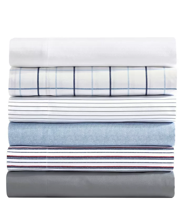 Nautica Herringbone Coastal Microfiber 3 Piece Sheet Set， Full