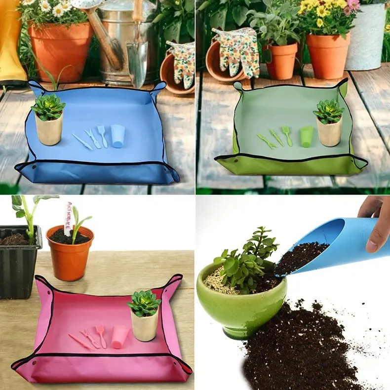 New Square Plant Repotting Portable Indoor Succulent Flowers Gardening Foldable Plant Transplanting Tarp Waterproof Garden Mat