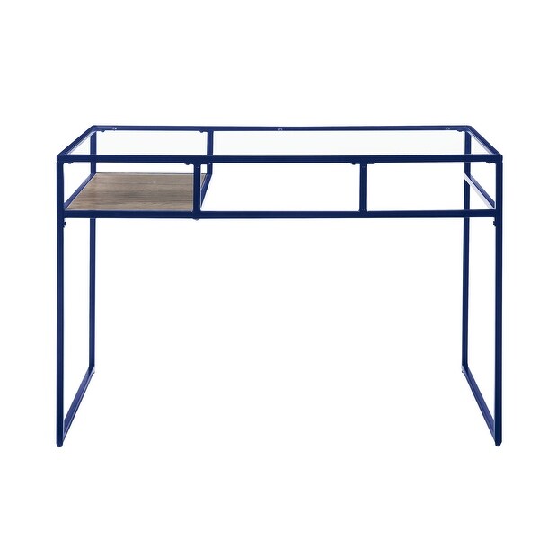 Console Table with Glass Tabletop and Open Compartment