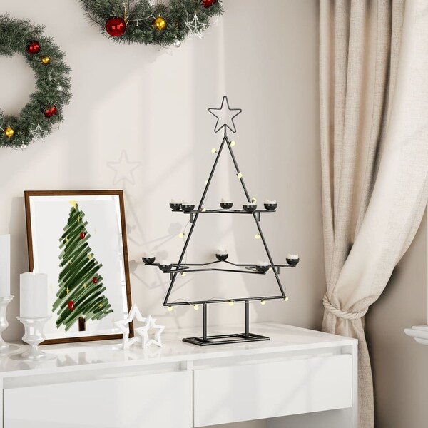 vidaXL Metal Christmas Tree for Decoration Black 29.5