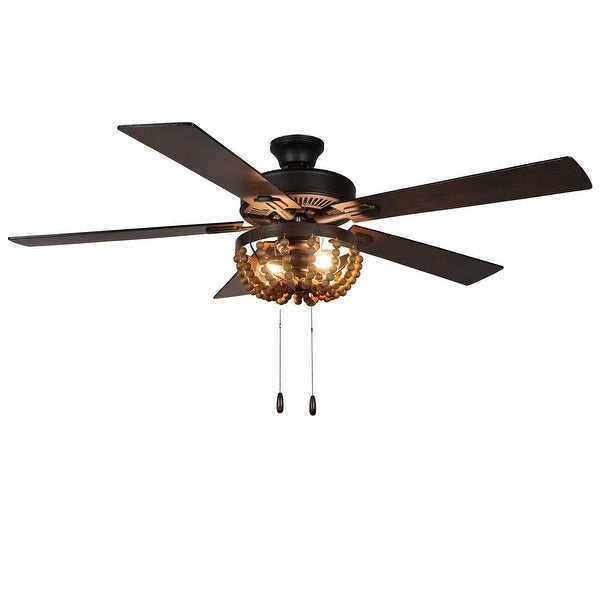 The Curated Nomad Doxon 52-inch Brown Wood Chandelier LED Ceiling Fan Shopping - The Best Deals on Ceiling Fans | 36217335