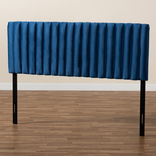 Emile Modern andContemporary Velvet Upholstered Wood Headboard-Navy Blue - - 35045352