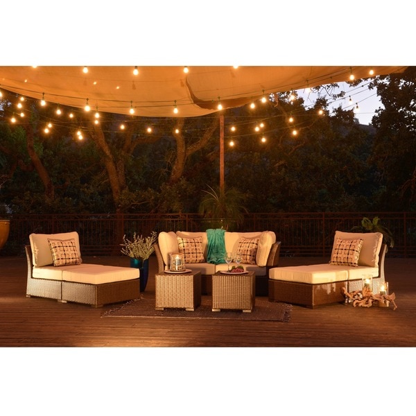 Corvus Oreanne 8piece Brown Wicker Sectional Patio Furniture Set