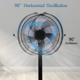 Aoibox Simple Deluxe Oscillating 14 .5 in. Adjustable 12-Speeds Pedestal Stand Fan with Remote Control 9-Hours Timer Black SNMX2863