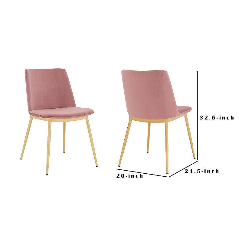 Messina Modern Pink Velvet and Gold Metal Leg Dining Room Chairs - Set of 2