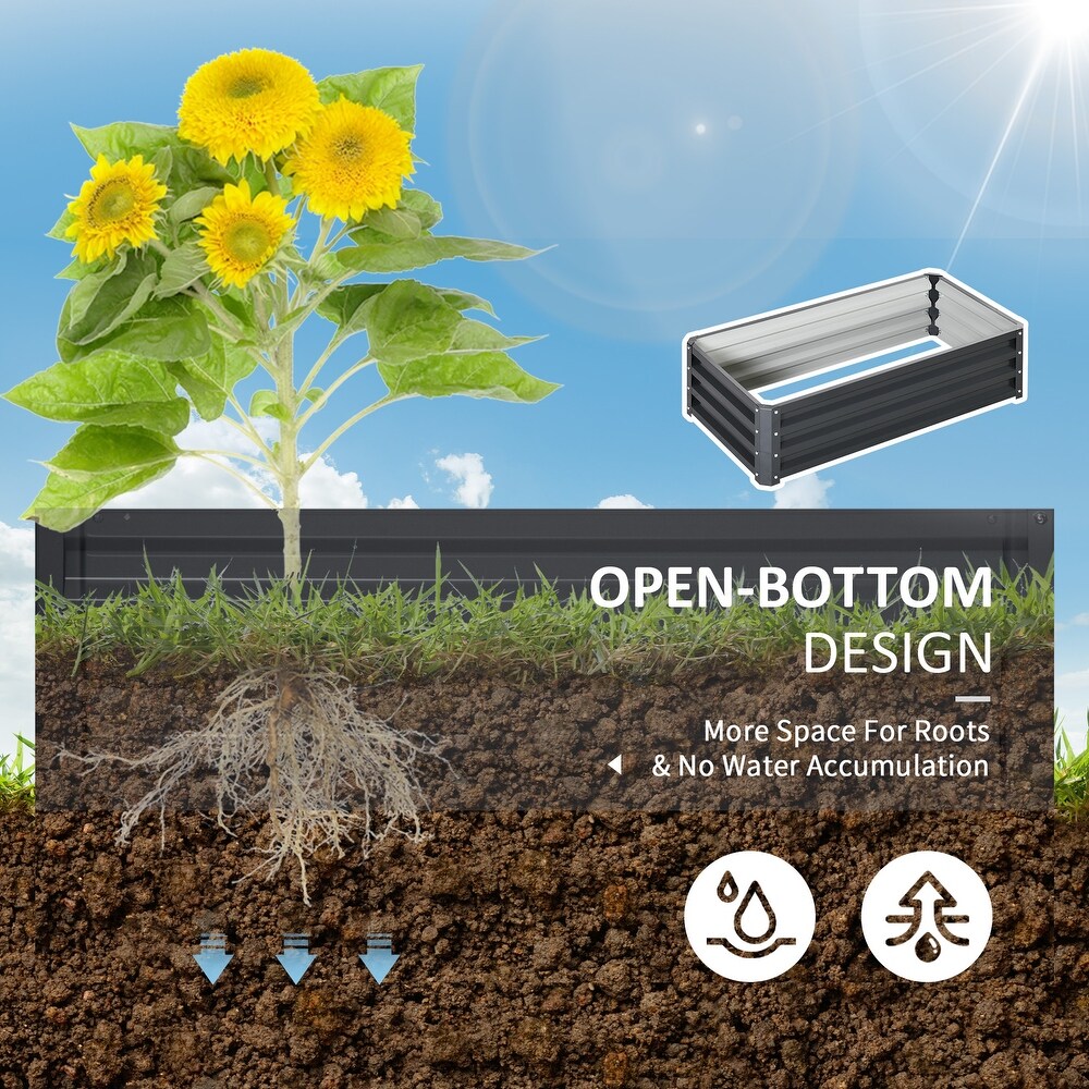 Outsunny 4' x 2' x 1' Raised Garden Bed Box with Weatherized Steel Frame for Vegetables  Flowers  Plants and Herbs  Grey