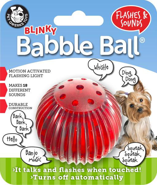 Pet Qwerks Blinky Babble Ball Dog Toy， Flashes and Sounds， Small