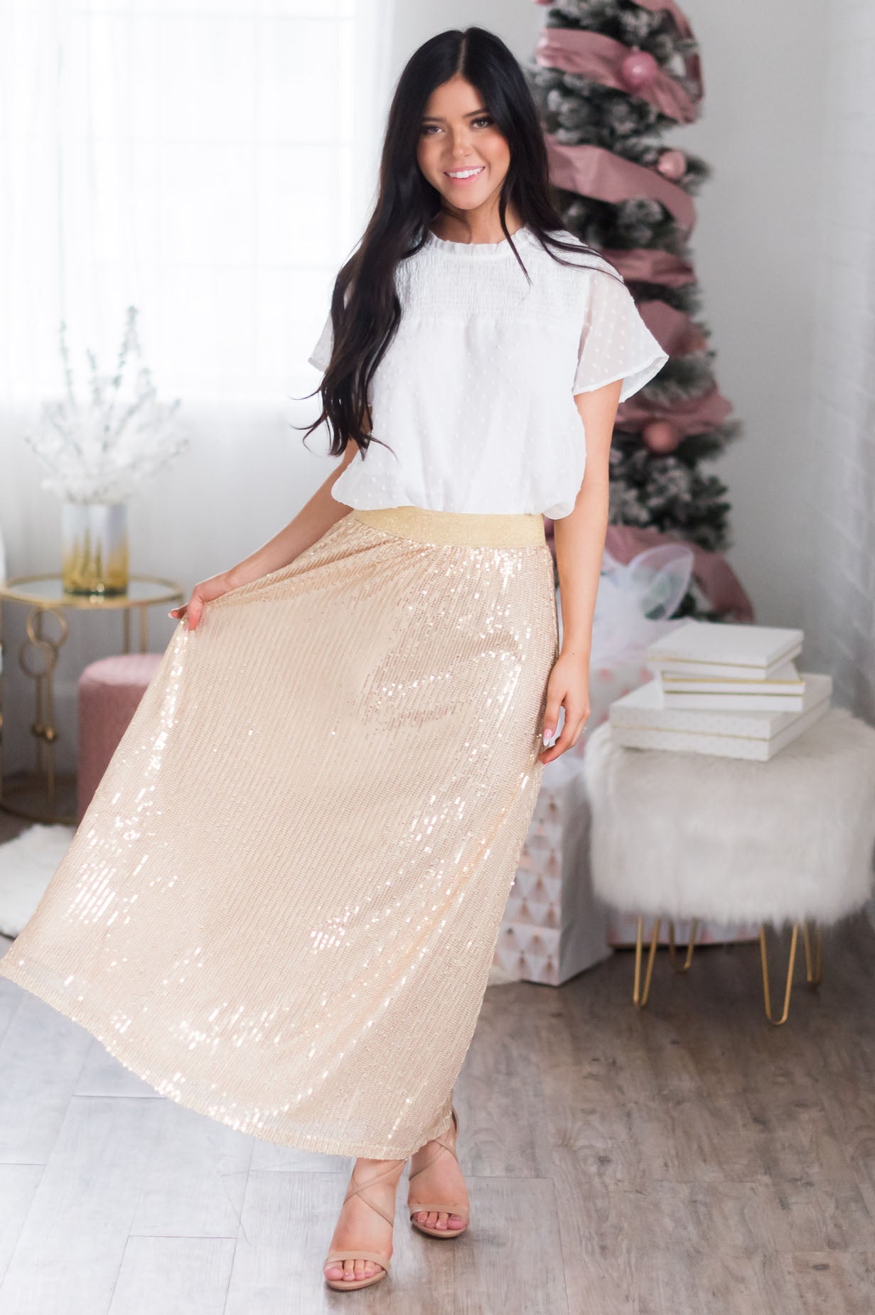 Make A Wish Modest Sequin Skirt