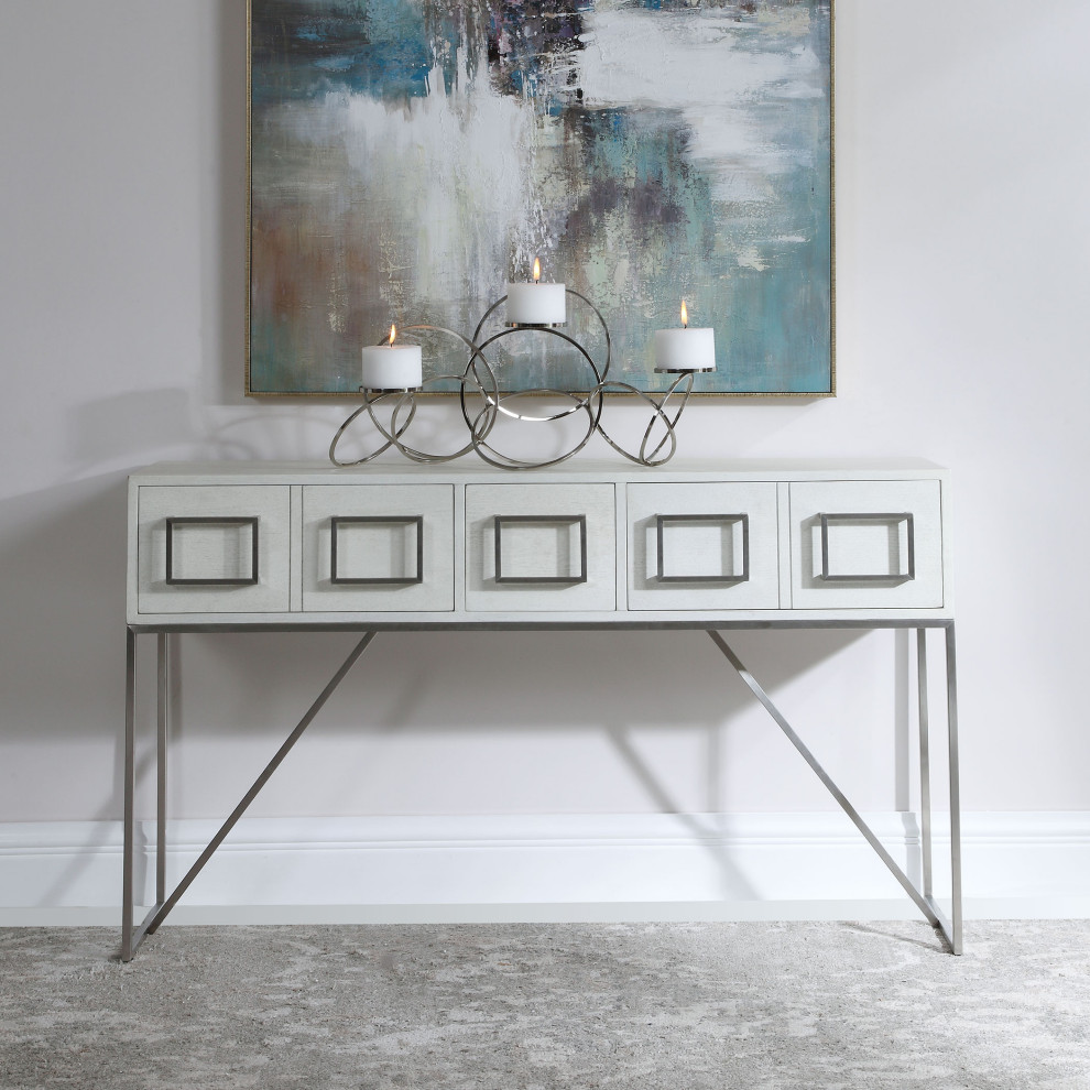 Uttermost Abaya White Console table   Contemporary   Console Tables   by We Got Lites  Houzz