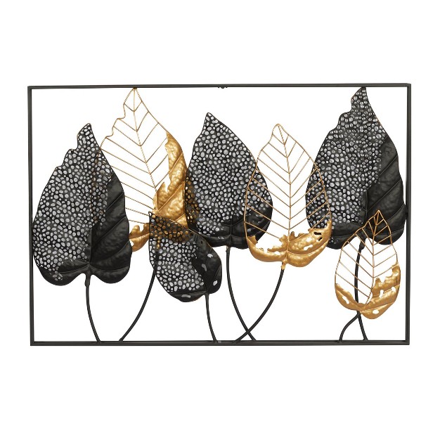 Metal Leaf Tall Cut out Wall Decor With Intricate Laser Cut Designs Black Olivia amp May