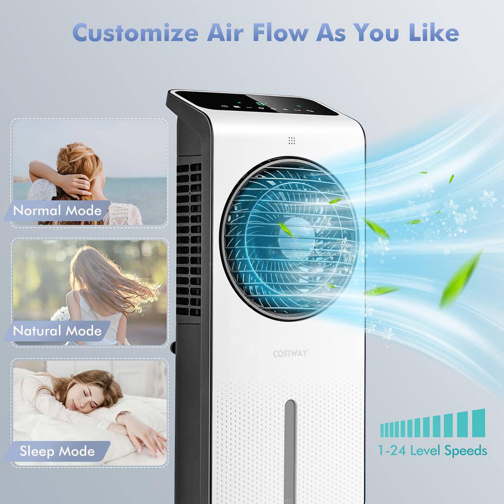 Costway 423.5 CFM Evaporative Air Cooler 3-in-1 Portable Swamp Cooling Fan w12H Timer Remote for 200 sq.tf. ES10163US-WH