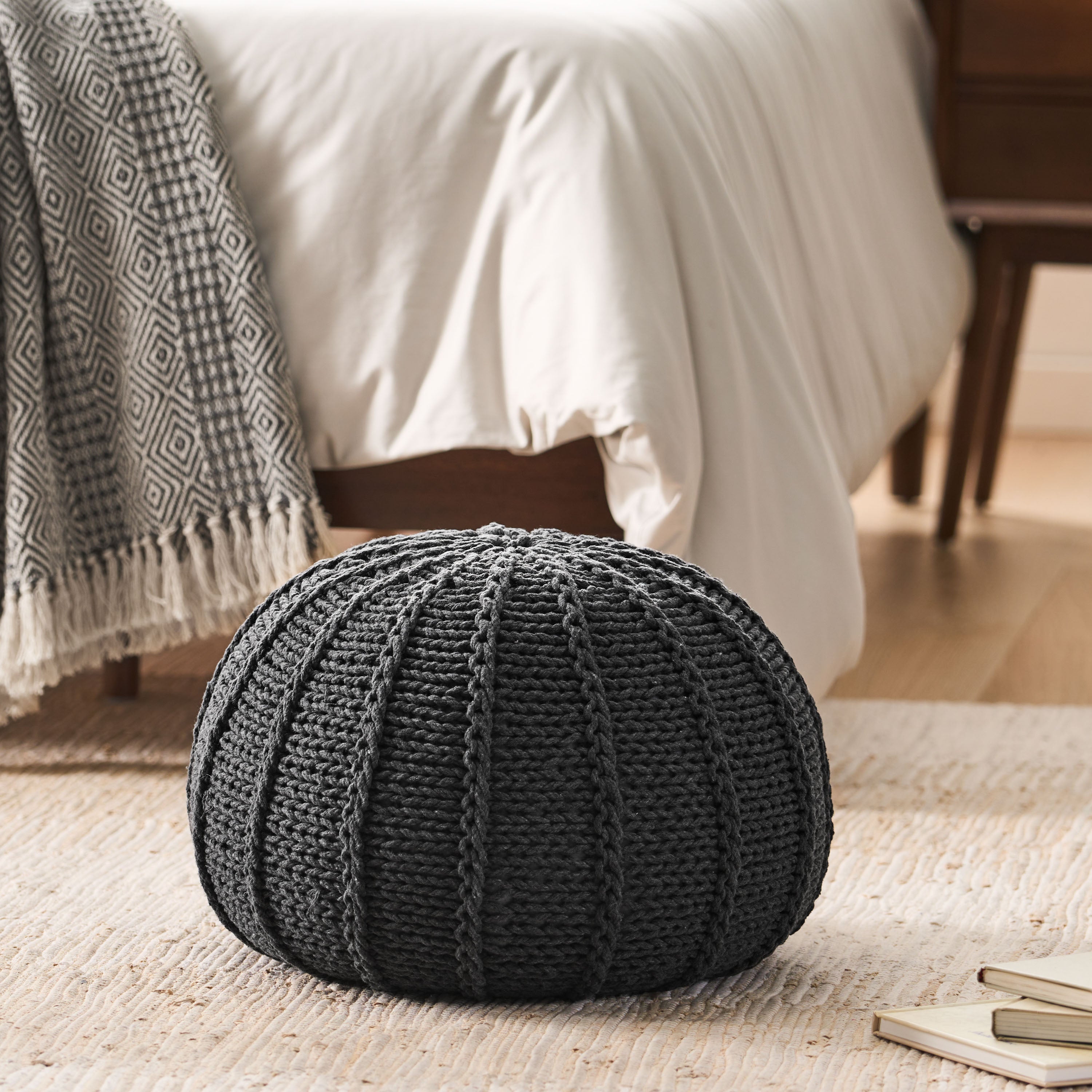 Agatha Knitted Cotton Pouf