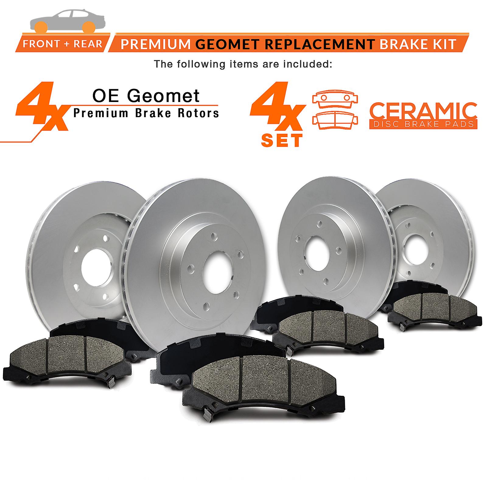 [Front + Rear] Rotors w/Ceramic Pads Geomet OE Brakes (2003 05 06 07 2008 TSX)