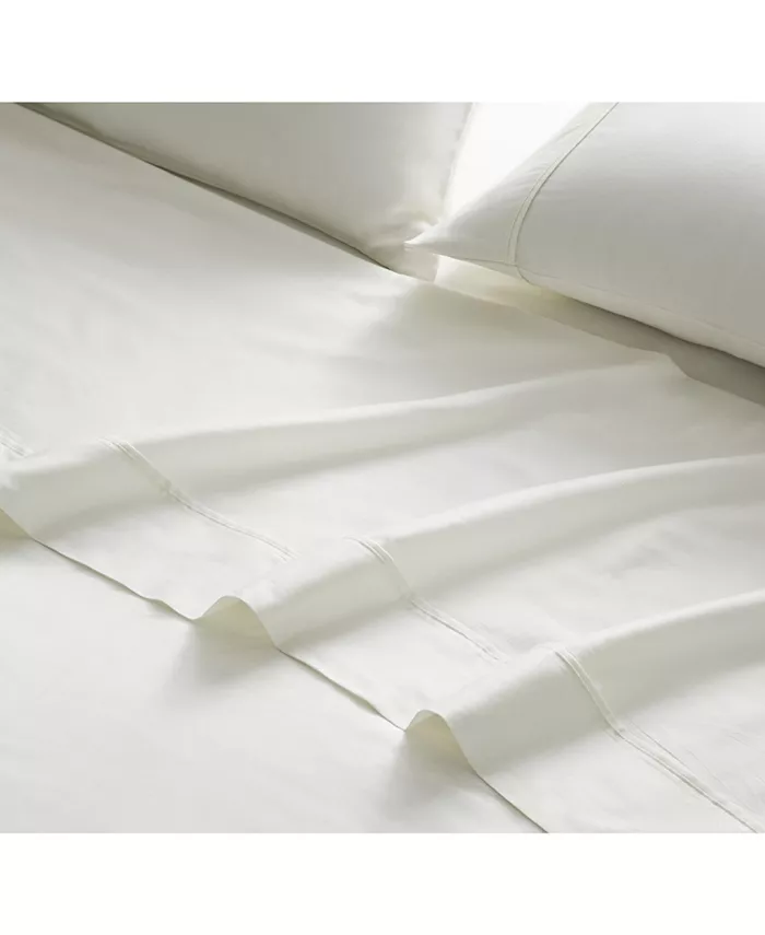 Brielle Home 400 Thread Count Solid Cotton Sateen Sheet Set， Twin