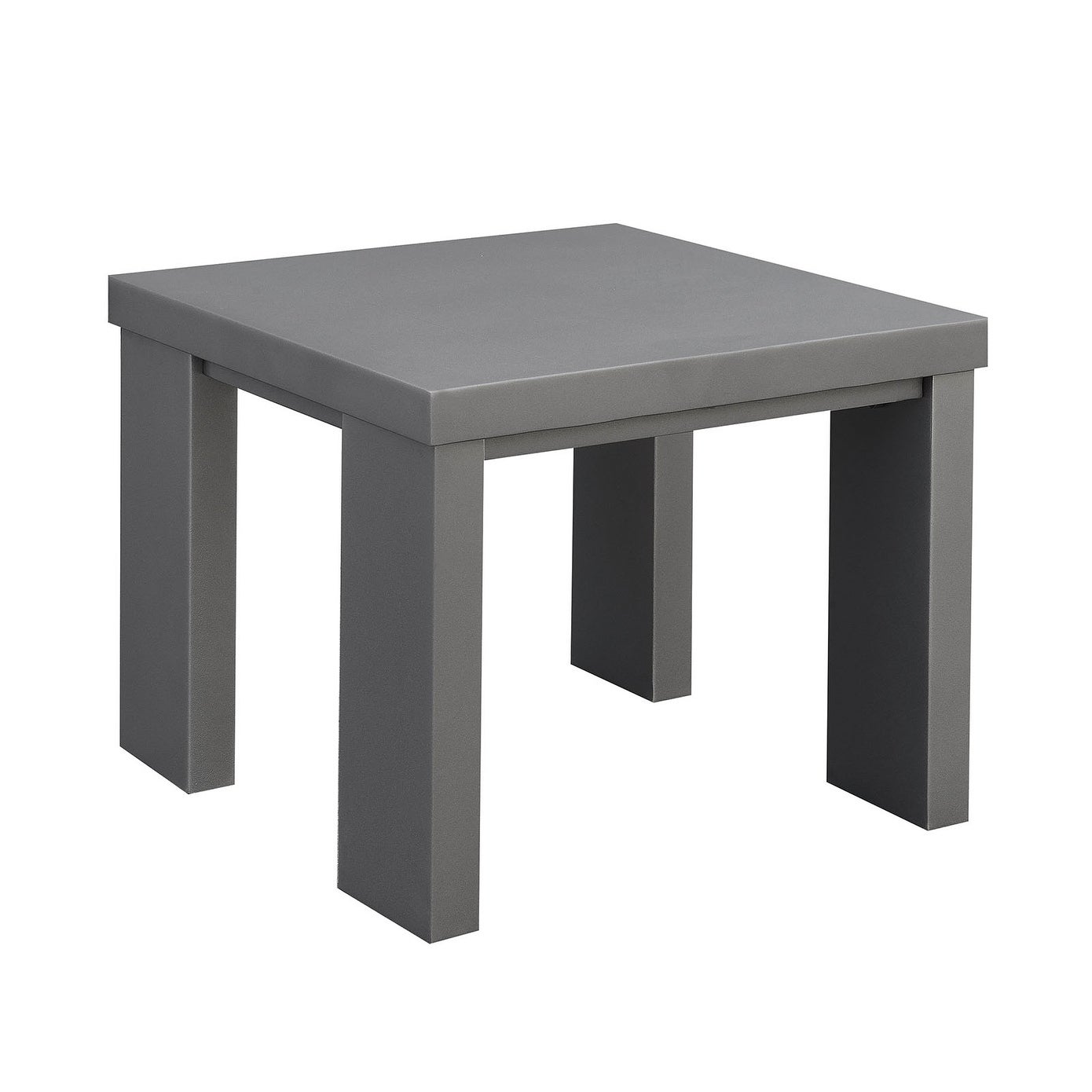 Aluminum Framed End Table with Plank Style Top， Gray - 22 H x 23.625 W x 23.625 L Inches