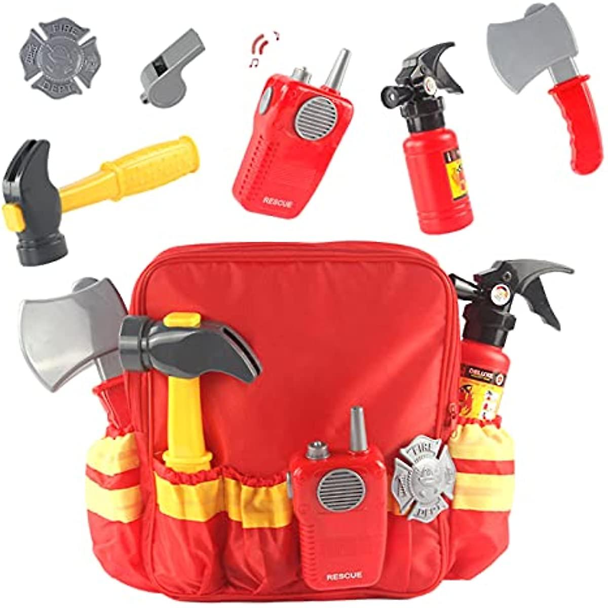 Shunfaji Children S Costume Firefighter With 6 Accessories A Storage Bag Toy Firefighter Accessories For Carnival Children Boys Girls 3 4 5 6 7 8 Year