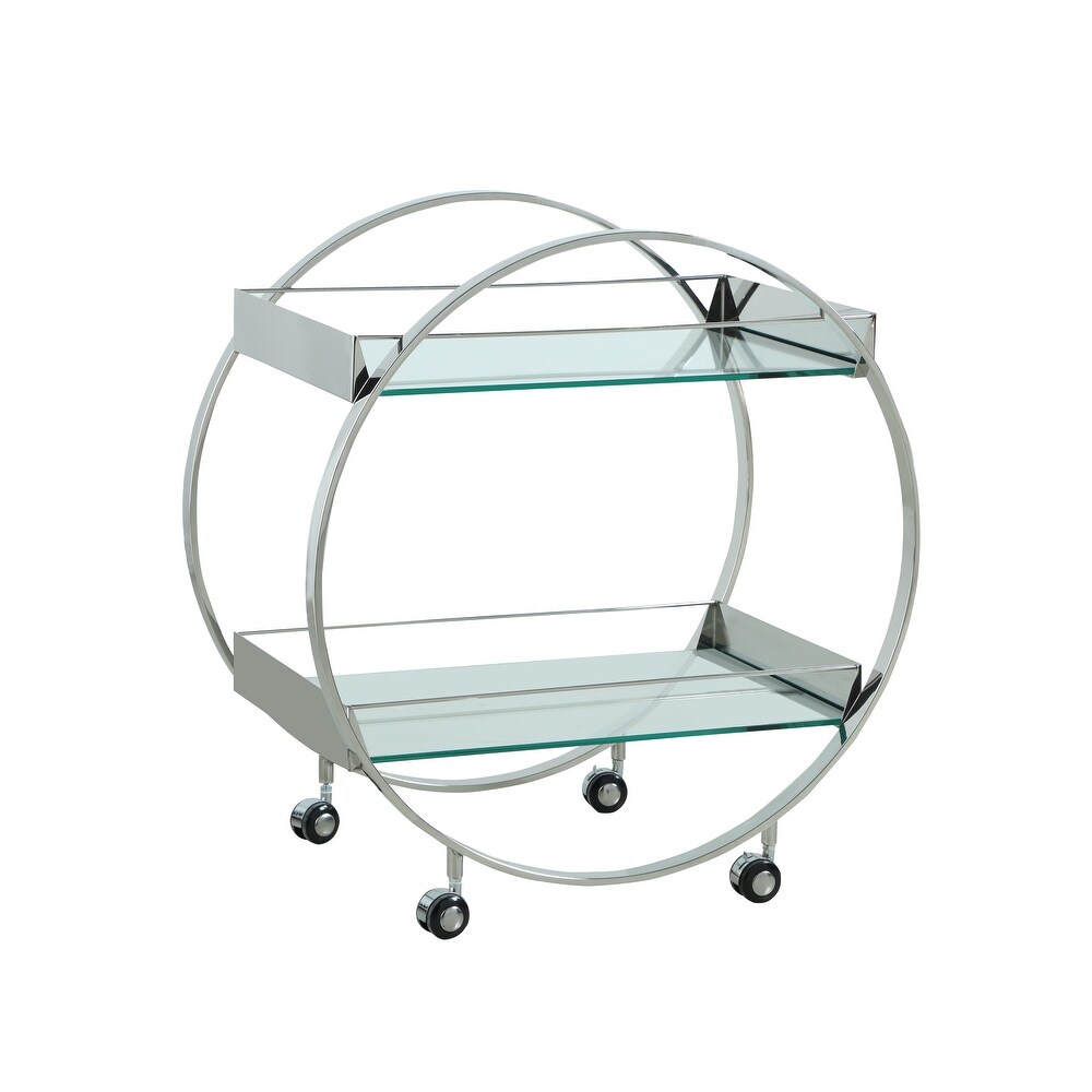 Somette Contemporary Circular Tea Cart with Glass Shelves