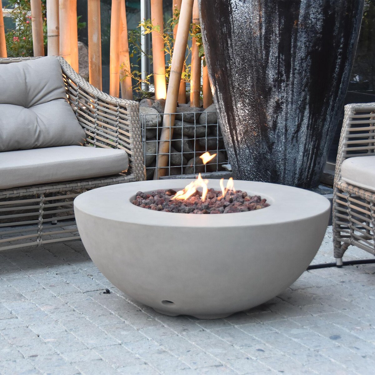 Lakeview Bellawood 34-Inch Round Natural Gas Fire Pit Table