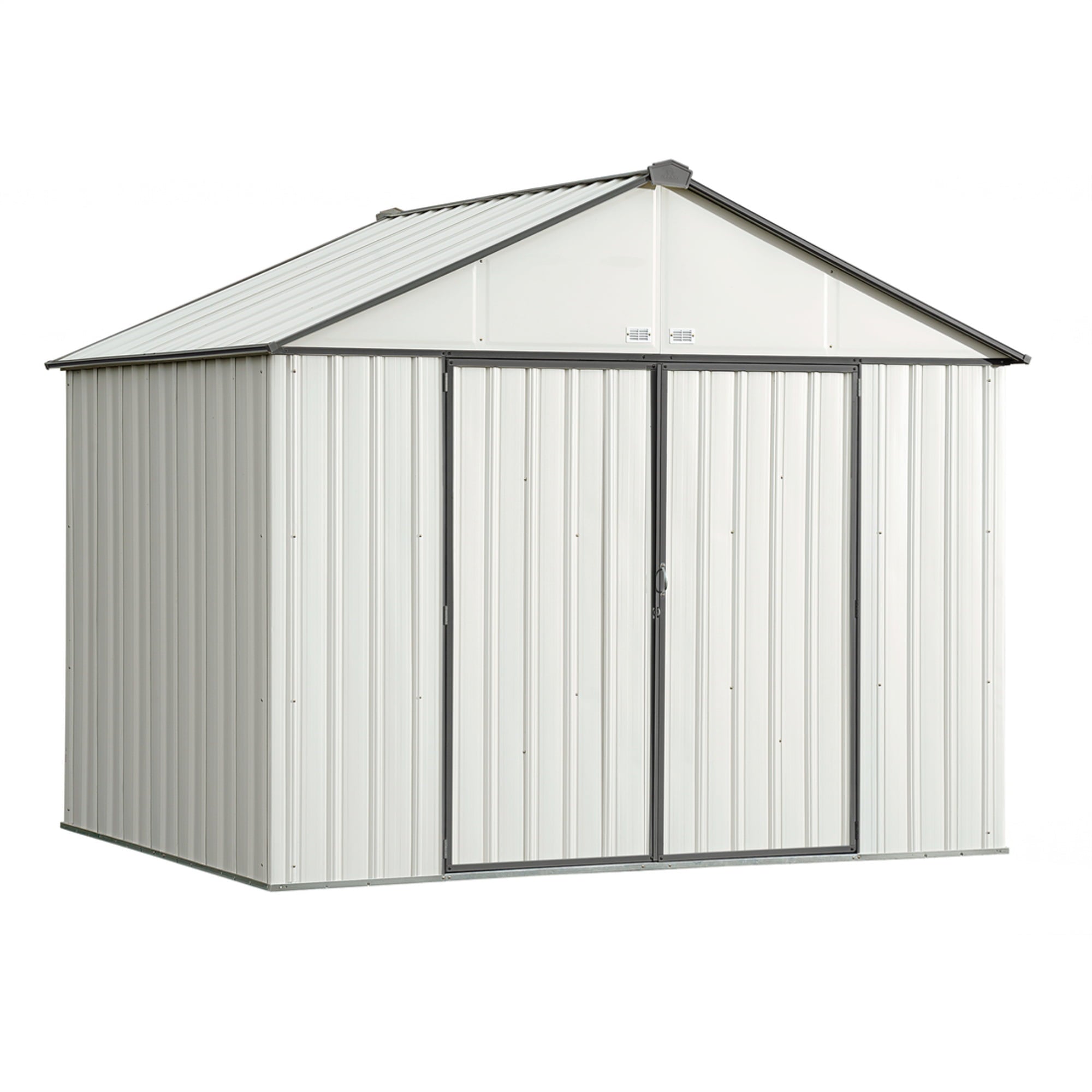 Arrow 10 x 8 ft. Galvanized Extra High Gable Steel Storage Shed, Cream and Charcoal Trim