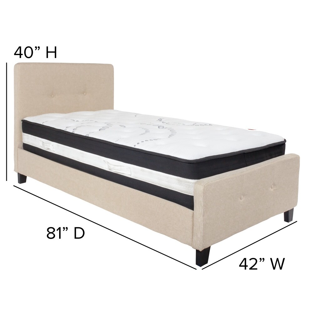 Button Tufted Upholstered Platform Bed with Pocket Spring Mattress