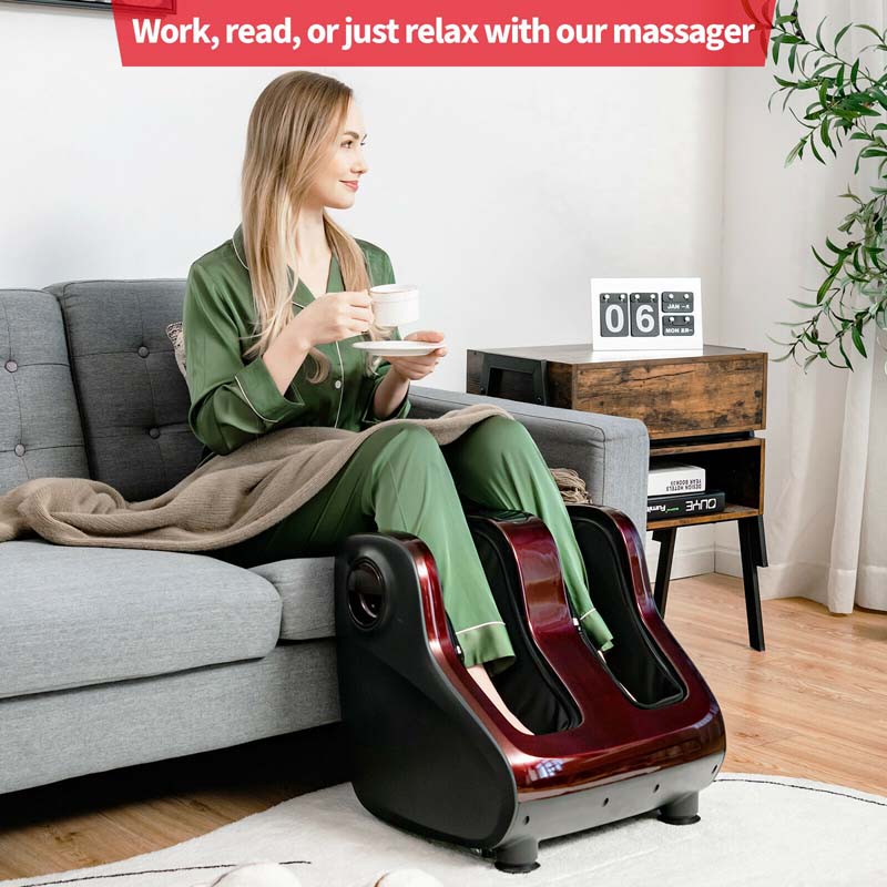 Foot & Calf Massager with Heat & Remote, Shiatsu Kneading Electric Massage Machine with Adjustable Tilt Base, Timer, LCD Screen