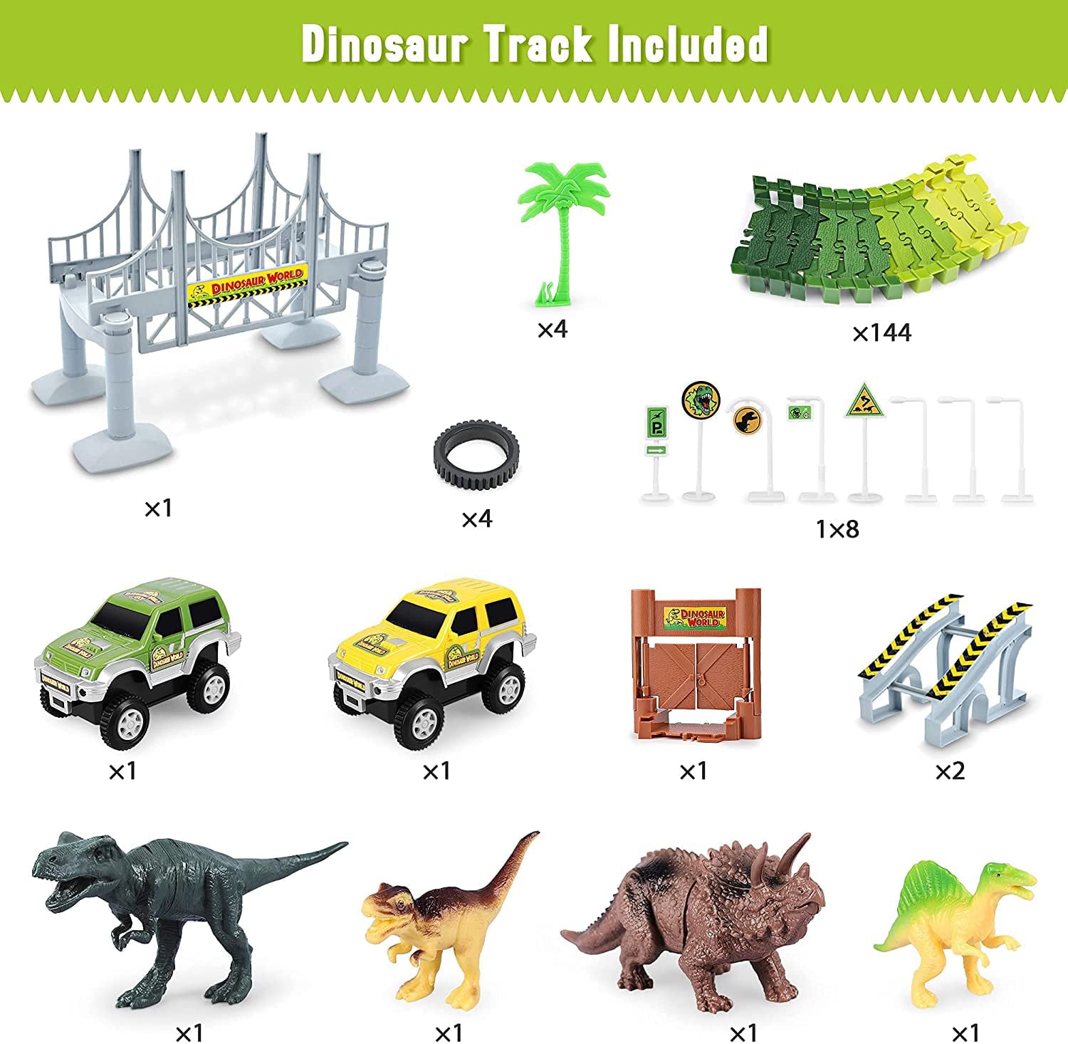 Dinosaur Toys Race Car Track STEM Vehicle Playsets Dinosaur World Road Toys for boys 3-6 Years Best Gift