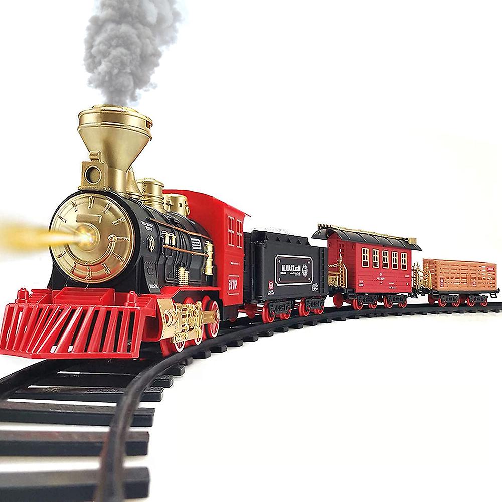 Electric Train Toy For Boys Girls With Smoke Lights Sound Railway Kits With Steam Locomotive Engine Christmas Gifts For 3 4 5 6 7 8 Year Old Kids