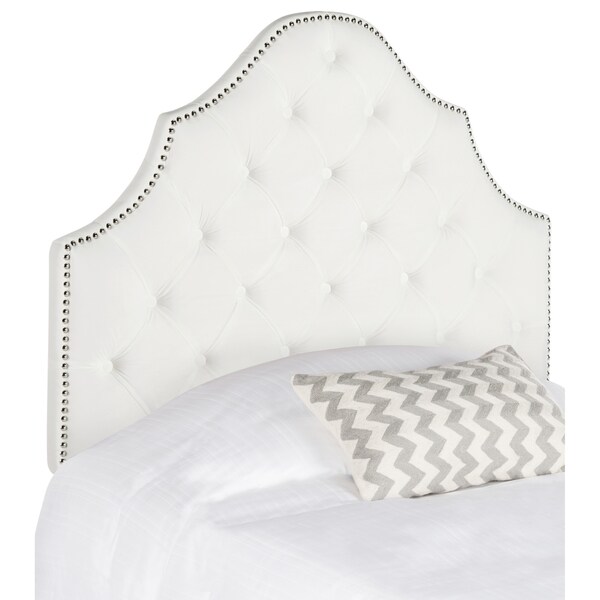 SAFAVIEH Arebelle White Velvet Upholstered Tufted Headboard - Silver Nailhead (Twin) - - 11551671