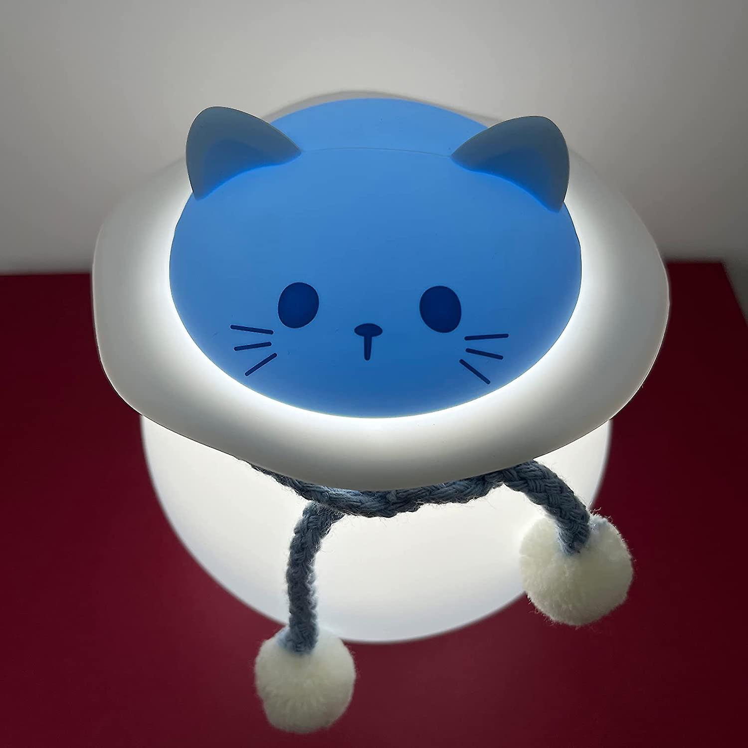 Cute Cat Night Light， Kids Table Lamp With 7 Colors Changing， Soft Silicone Bedside Lamp， Usb Rechargeable Accent Lamp