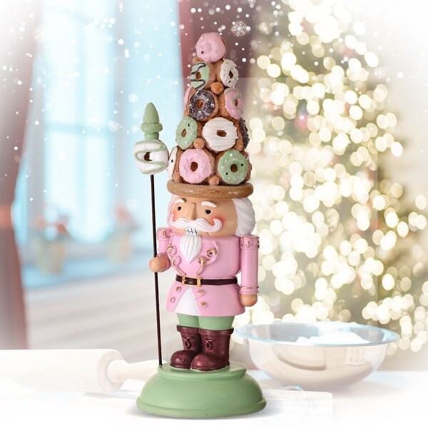 15 Resin Doughnut Hat Nutcracker W/Staff