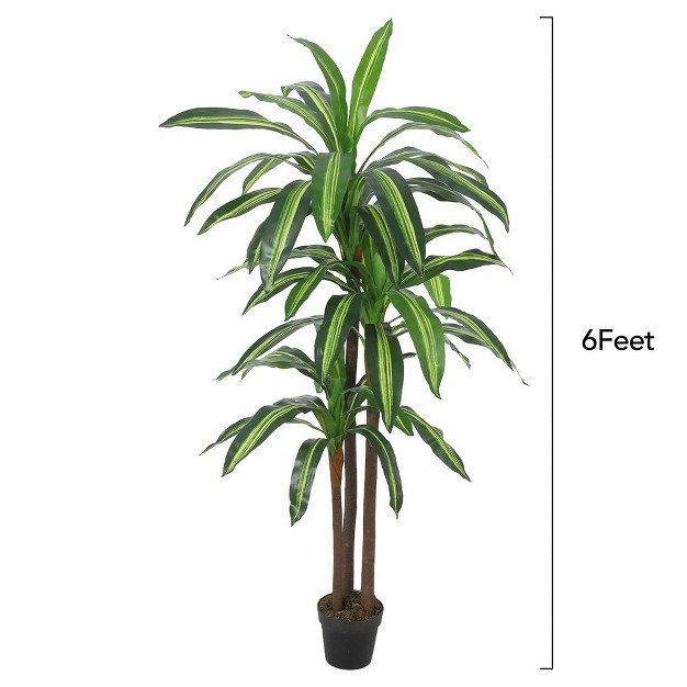 Dracaena Silk Plant， Artificial Tree For Indoor Office Home Living Room