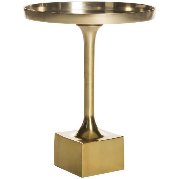 Corvus Round Side Table Accent Table Antique Brass Safavieh