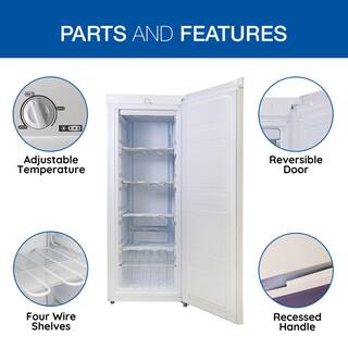 Koolatron Slim Upright Freezer 5.3 cu. ft. (150L) White Energy-Efficient Manual Defrost Design Flat Back KTUF160