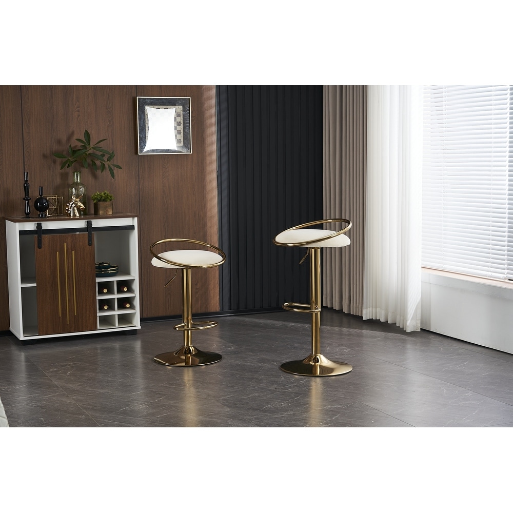 Bar Stools Set of 2 Counter Height Adjustable velvet Padded 360° Swivel Bar Chairs