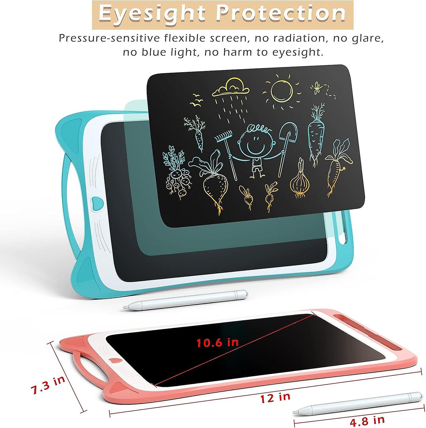 Kids Drawing Pad Doodle Board 12'' Colorful Toddler Scribbler Board Erasable Lcd Writing Tablet Light Drawing Board Educational Learning Toys Gifts Fo