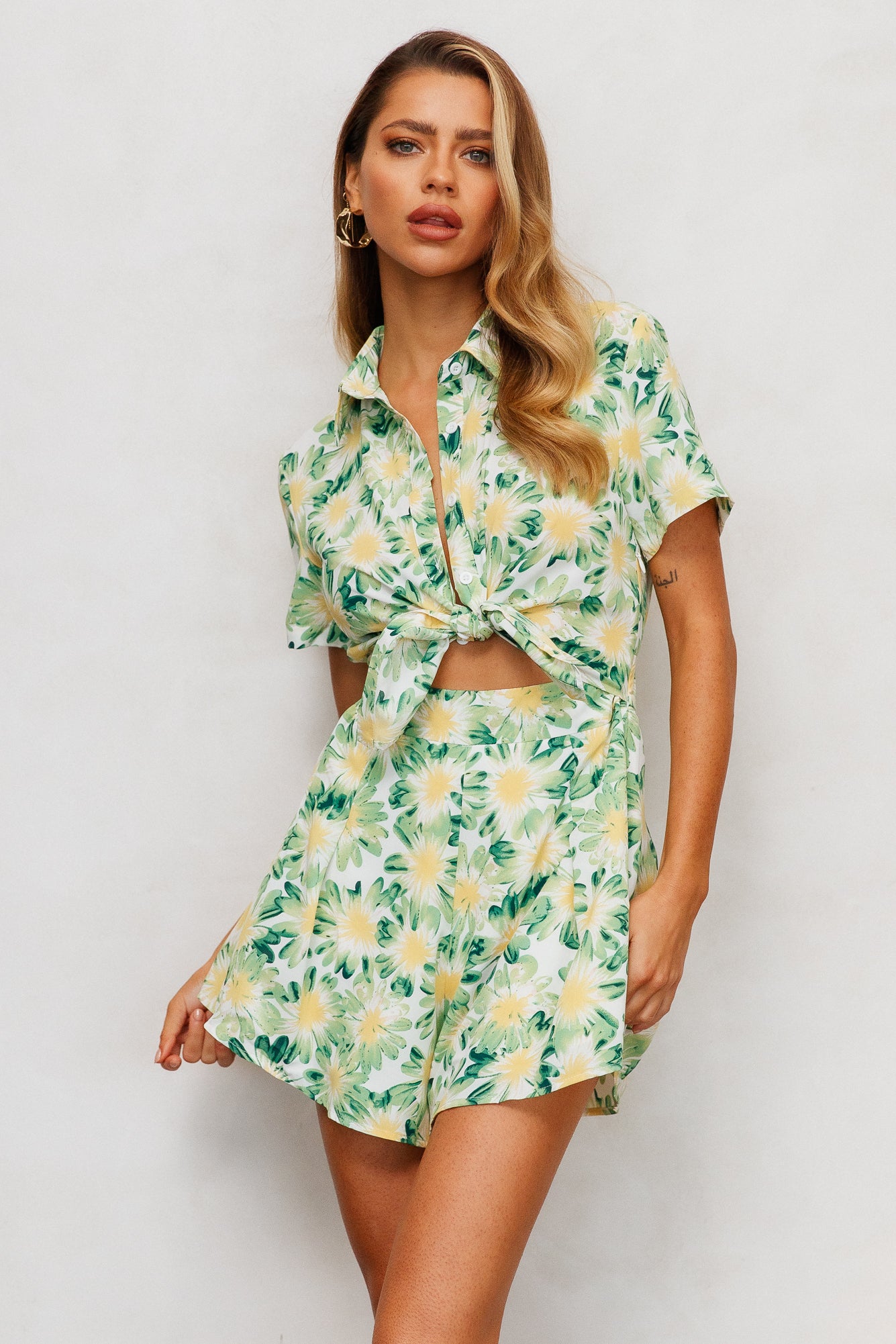 Peaceful Sunsets Romper Green