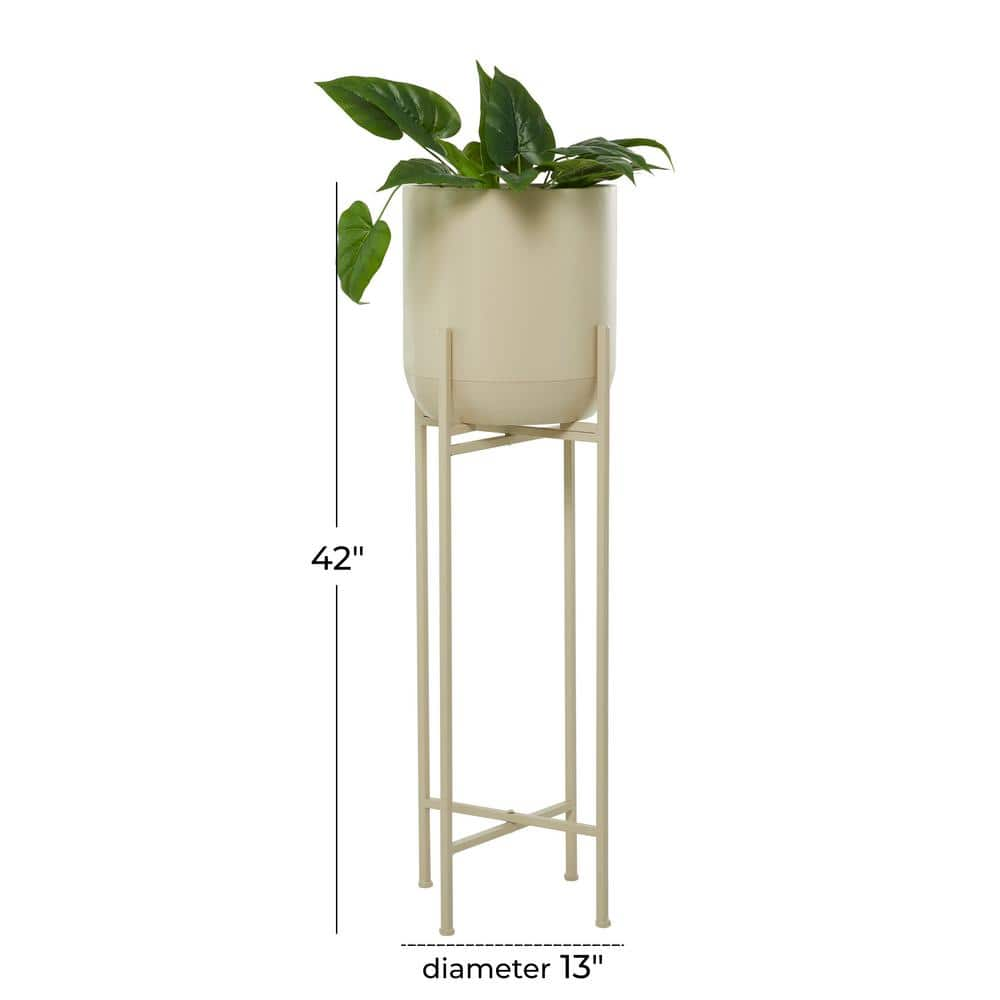 Litton Lane CosmoLiving by Cosmopolitan 42 in. x 13 in. Beige Metal Modern Planter 041933