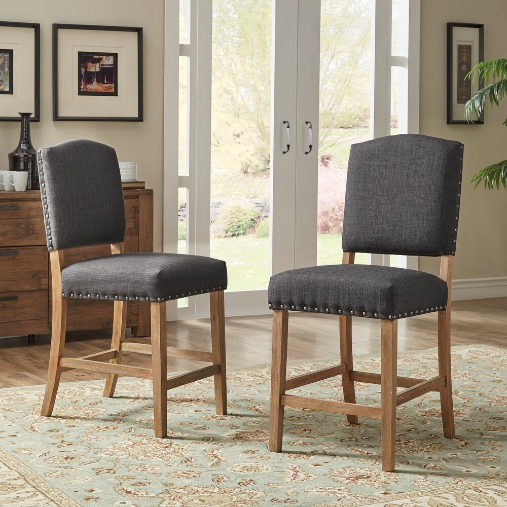 Benchwright Premium Nailhead Upholstered Counter Height Chairs (Set of 2) by iNSPIRE Q Artisan