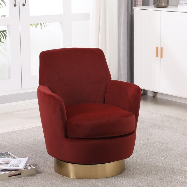 Velvet Swivel Barrel Chair，Swivel Accent Chairs Armchair for Living Room