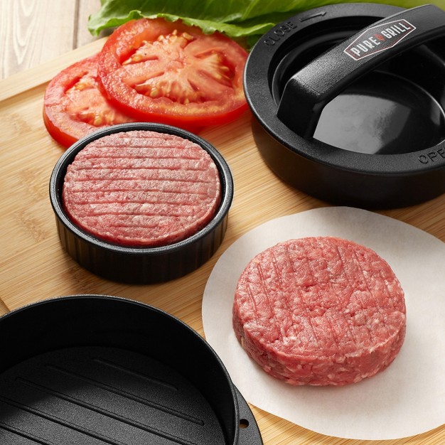 Pure Grill 3 in 1 Burger Press With 100 Wax Papers For Grilling Stuffed Hamburgers Patties And Sliders