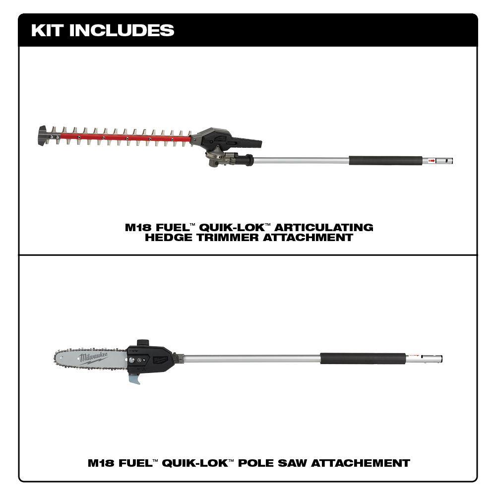 MW M18 FUEL QUIK-LOK 10 in. Pole Saw Attachment and M18 FUEL QUIK-LOK Hedge Trimmer Attachment (2-Tool) 49-16-2720-49-16-2719