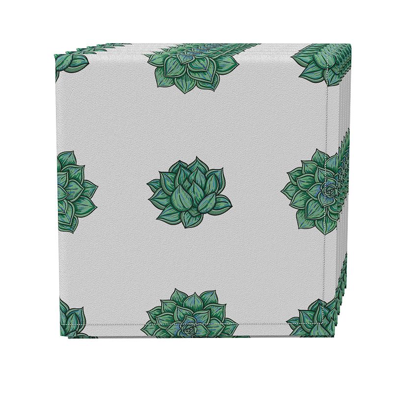 Napkin Set of 4， 100% Cotton， 20x20， Echeveria Plants