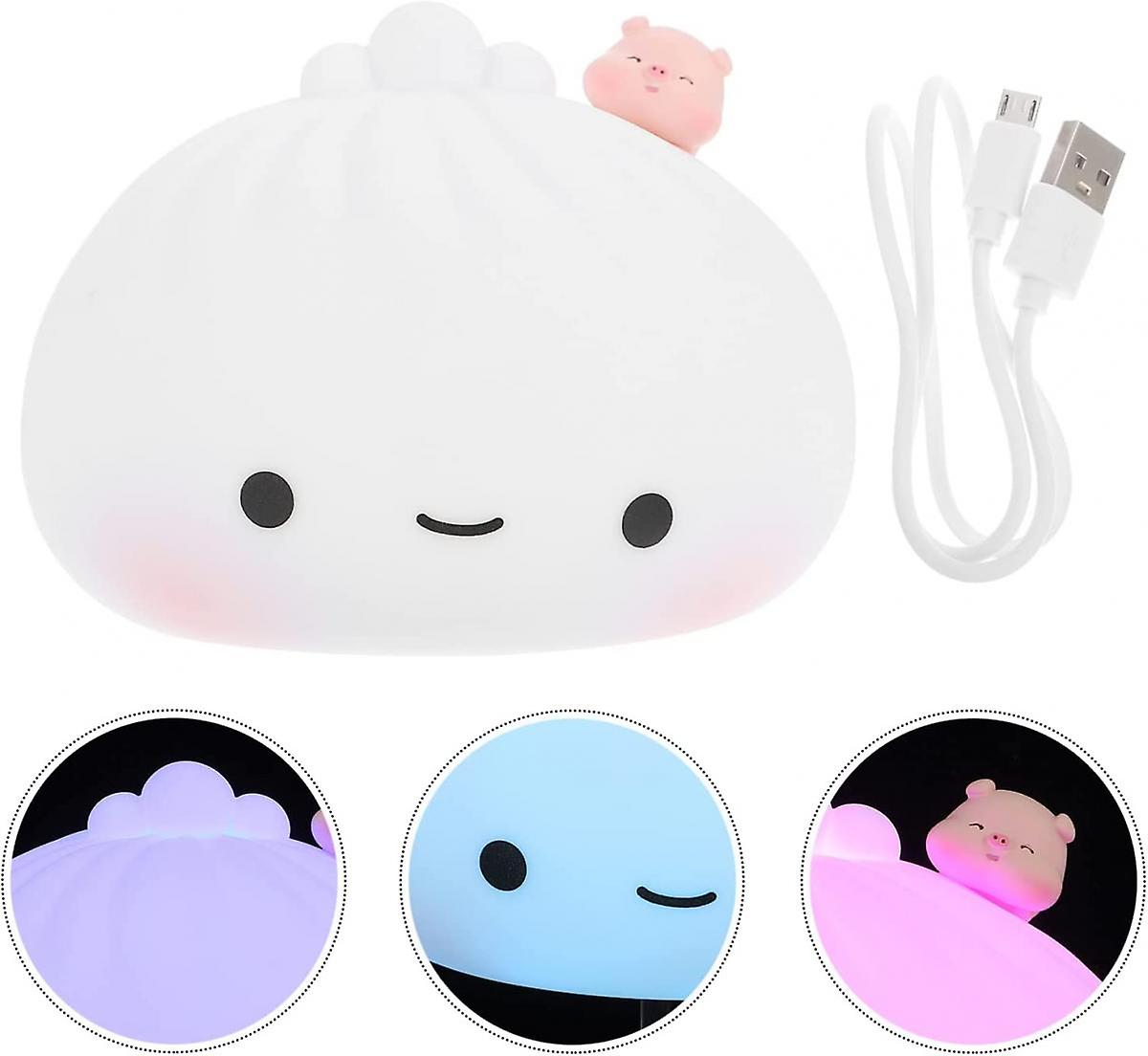 Dumpling Night Light Touch Lamp Cute Light Color Changing Night Lamp Usb Charge Silicone Lamp For Boys Girls Gift