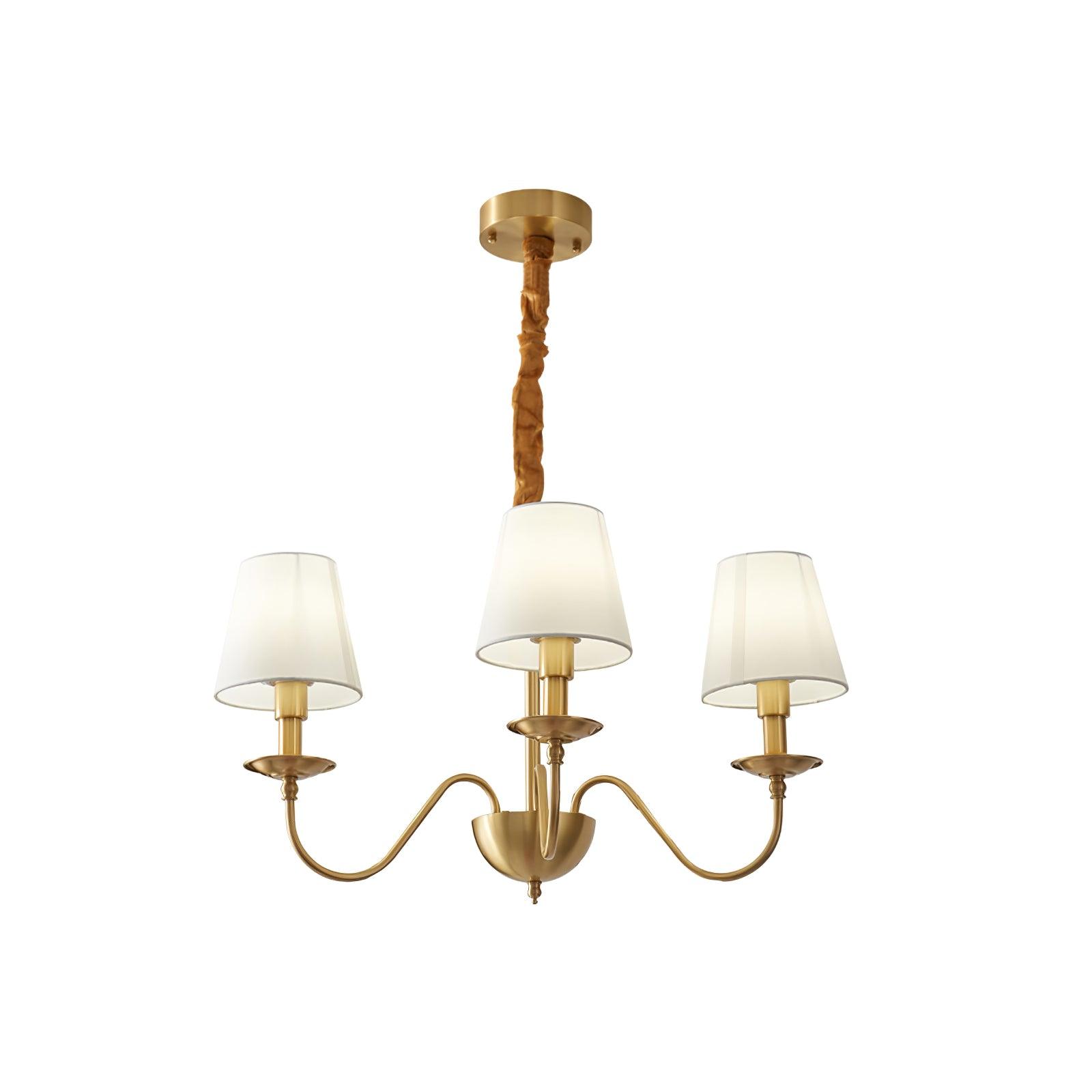 Tapered Fabric Brass Chandelier