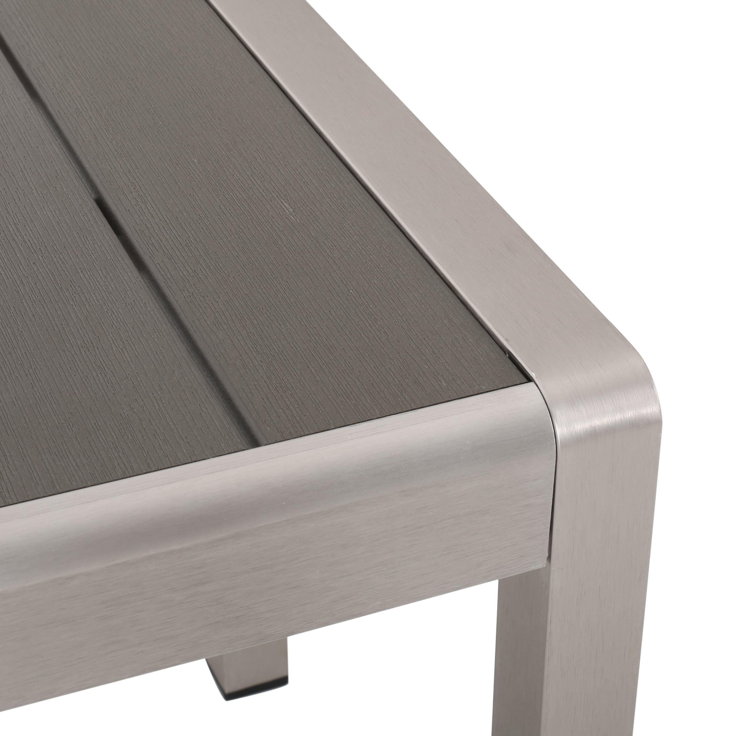 Cherie Outdoor Modern Aluminum Dining Bench with Faux Wood Seat