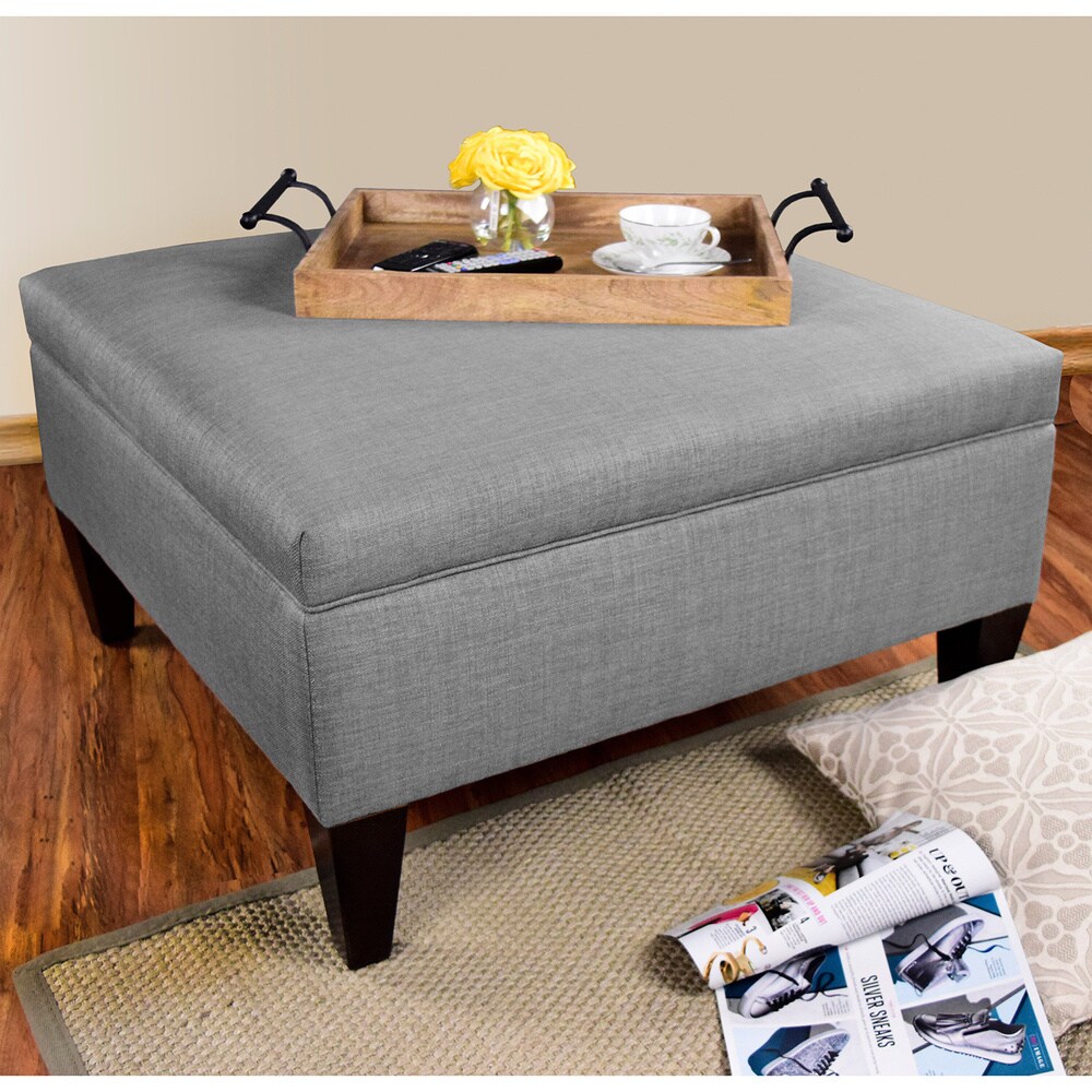 MJL Furniture Manhattan Espresso Fabric Upholstered Organizational Cocktail Ottoman Table