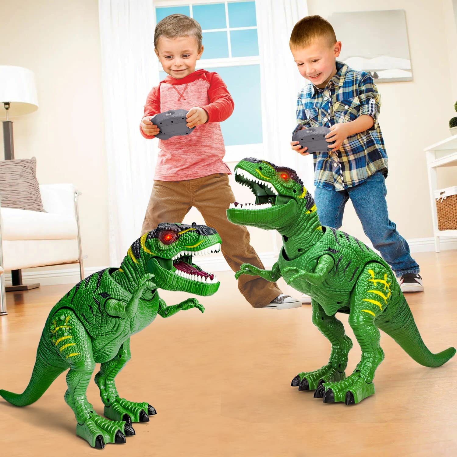 TOY Life Dinosaur Toys for Kids， Remote Control Dinosaur Toys for Kids 3 4 5 6 7 8+， T-rex Dinosaur Toys， Light Up， Realistic Roaring Sound and Spray， Walking Dinosaur Toys， Dinosaur Robot Toy for Boys